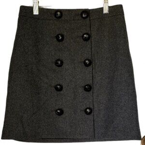 GUCCI Wool Cashmere Blend Double Breasted Wrap Style Skirt with Leather Buttons